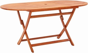 Solid Eucalyptus Wood Table for Outdoor Dining, Camping, and Picnics - Natural Finish, Foldable Design for Balcony and Garden Furniture Tables