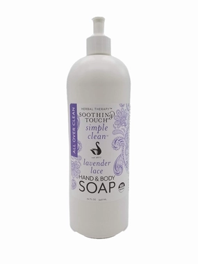 Soothing Touch Hand & Body Soap, Lavender Lace, 32 oz, Professional Grade Lavender Oil, Gentle, Paraben Free, Vegan