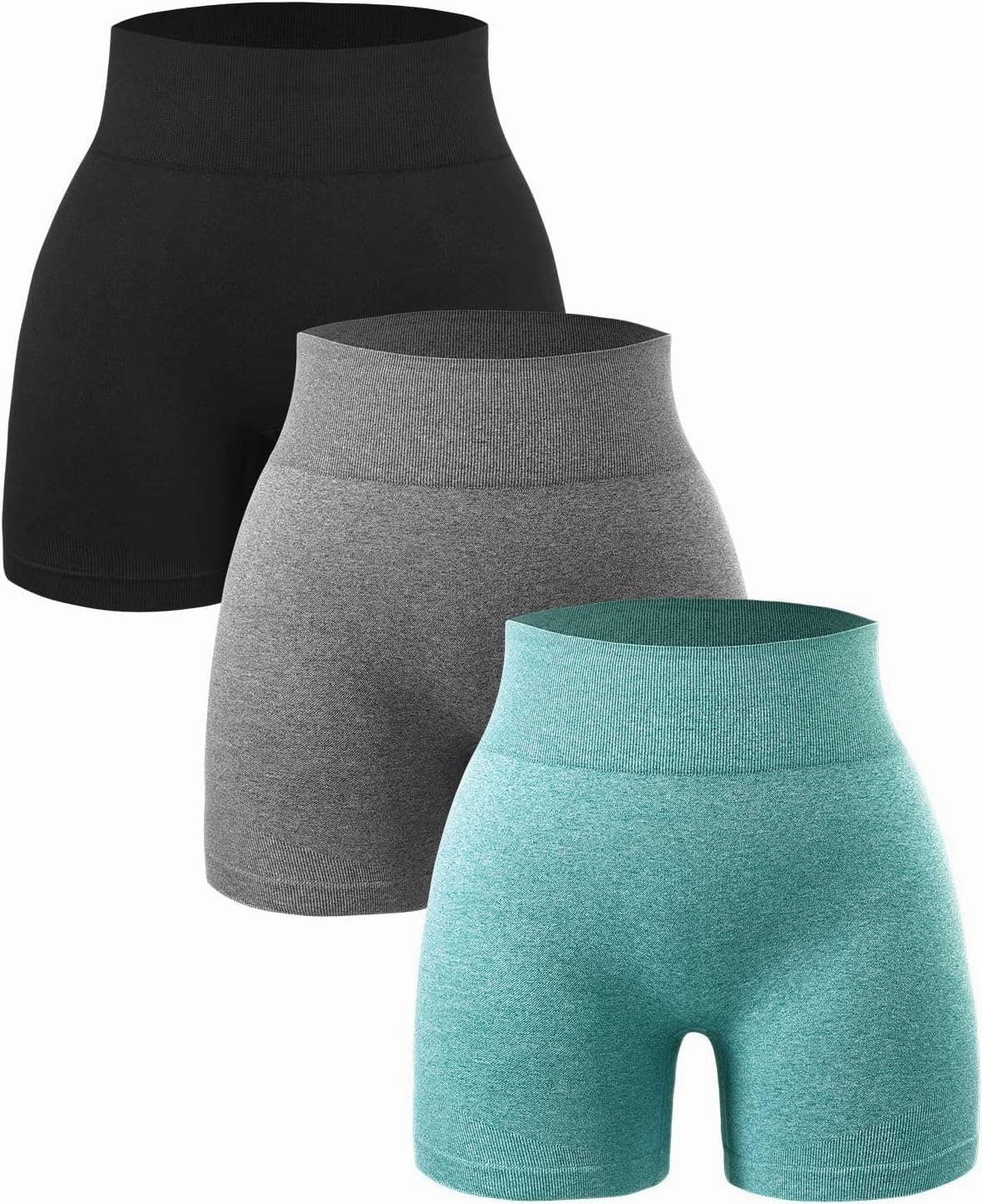 SPICE UNION Workout Shorts Womens for Running Yoga Biker Gym High Waist Spandex Ribbed Seamless Athletic Leggings