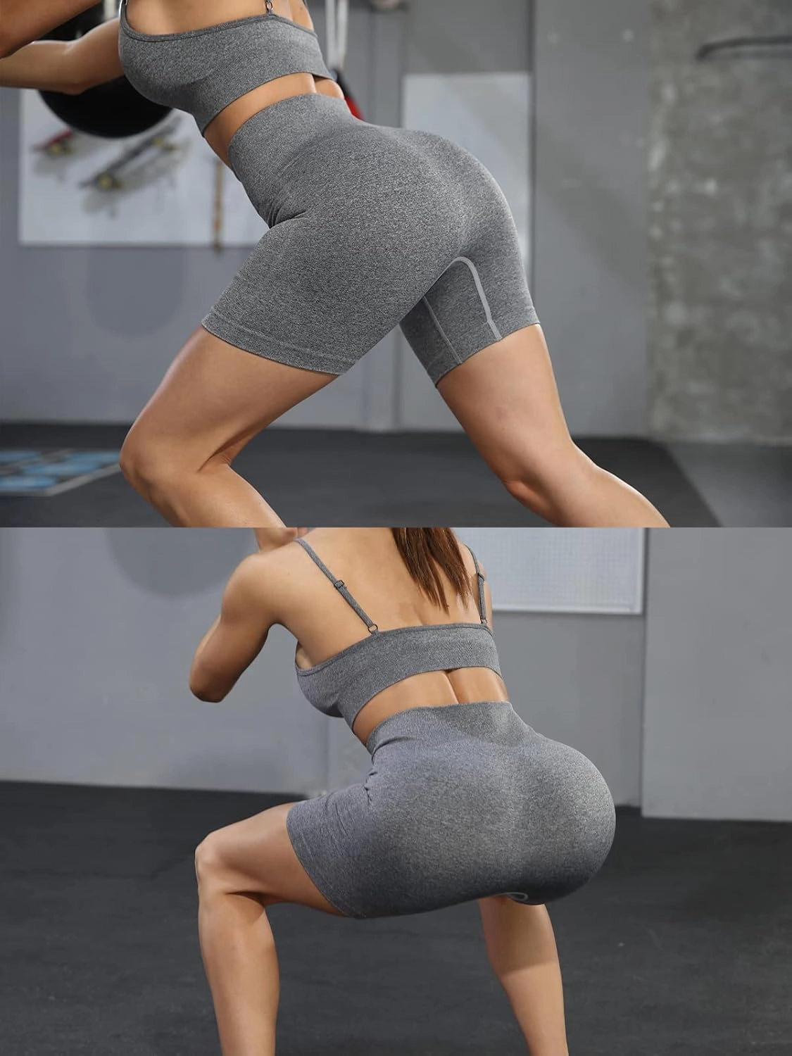 SPICE UNION Workout Shorts Womens for Running Yoga Biker Gym High Waist Spandex Ribbed Seamless Athletic Leggings