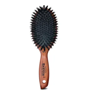 Spornette Deville Boar Bristle Wooden Paddle Hair Brush for Women - Cushion Oval Hair Straightening Brush for Blow Drying, Detangling, Smoothing & Styling