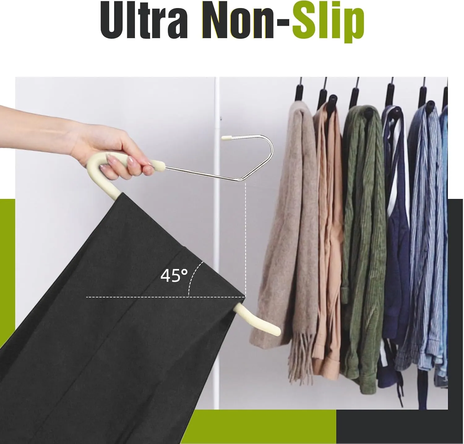 Spring Fever Open Ended Non Slip Sponge Padded Pants Hangers - Chrome Plating Foam Heavy Duty Space Saving Beige 20