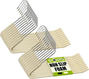 Spring Fever Open Ended Non Slip Sponge Padded Pants Hangers - Chrome Plating Foam Heavy Duty Space Saving Beige 20