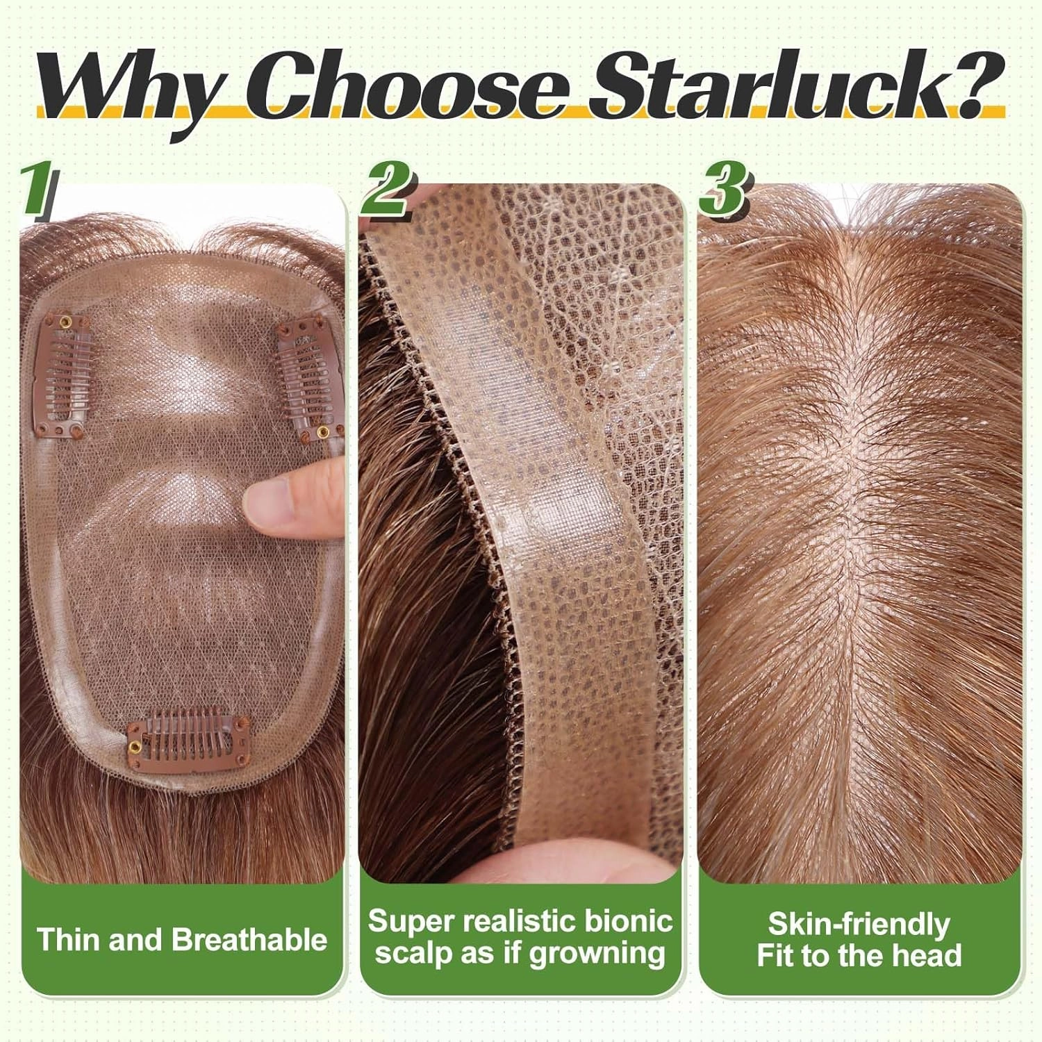 starluck Hair Toppers for Women 100% Real Human Hair, 12 Inch Ombre Light Blonde with Dark Root No Bangs, Pure Hand-Tied Silk Base with 3 Clips in Wiglet Toppers,Human Hair Toppers for Women