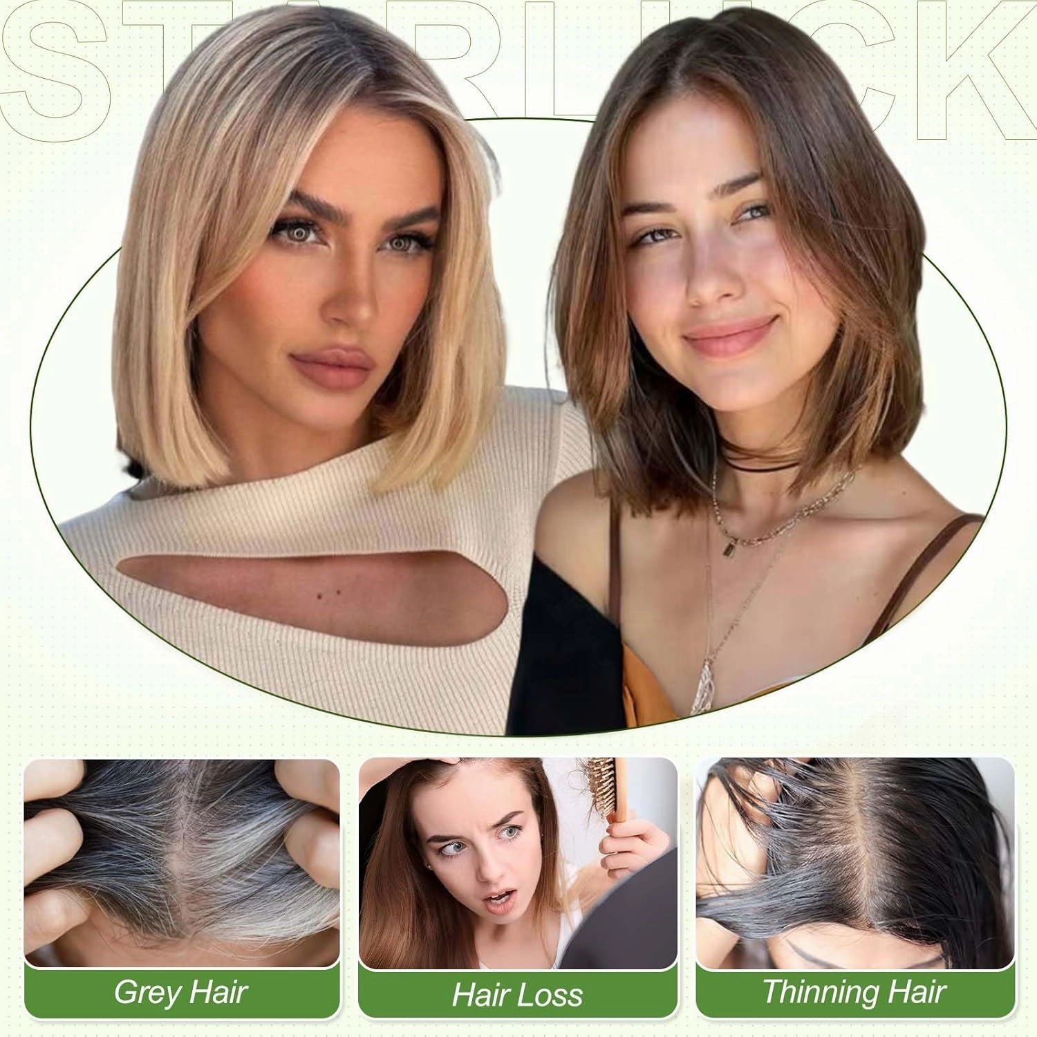starluck Hair Toppers for Women 100% Real Human Hair, 12 Inch Ombre Light Brown with Dark Root With Bangs, Pure Hand-Tied Silk Base with 3 Clips in Wiglet Toppers,Human Hair Toppers for Women