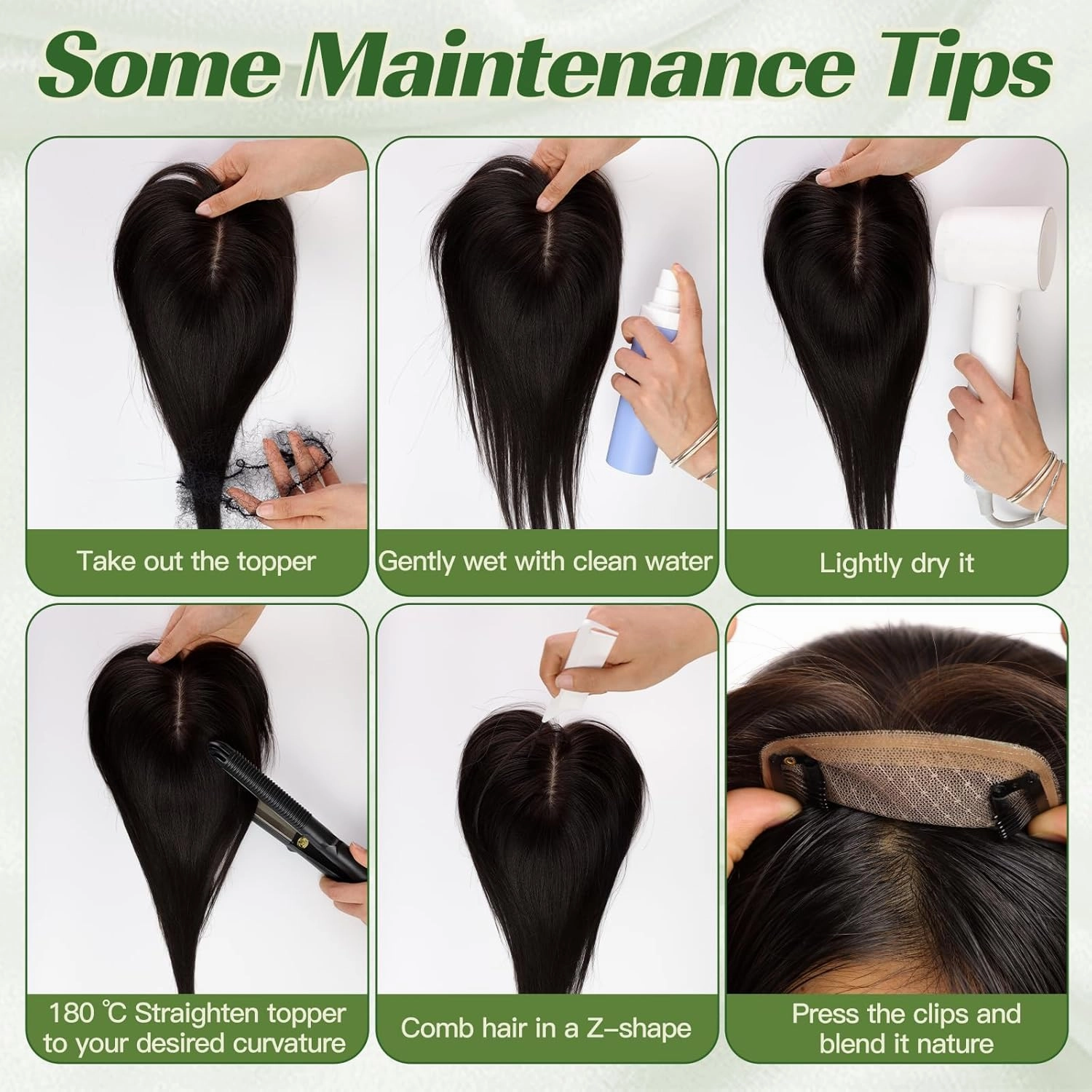 starluck Hair Toppers for Women 100% Real Human Hair, 12 Inch Ombre Light Brown with Dark Root With Bangs, Pure Hand-Tied Silk Base with 3 Clips in Wiglet Toppers,Human Hair Toppers for Women