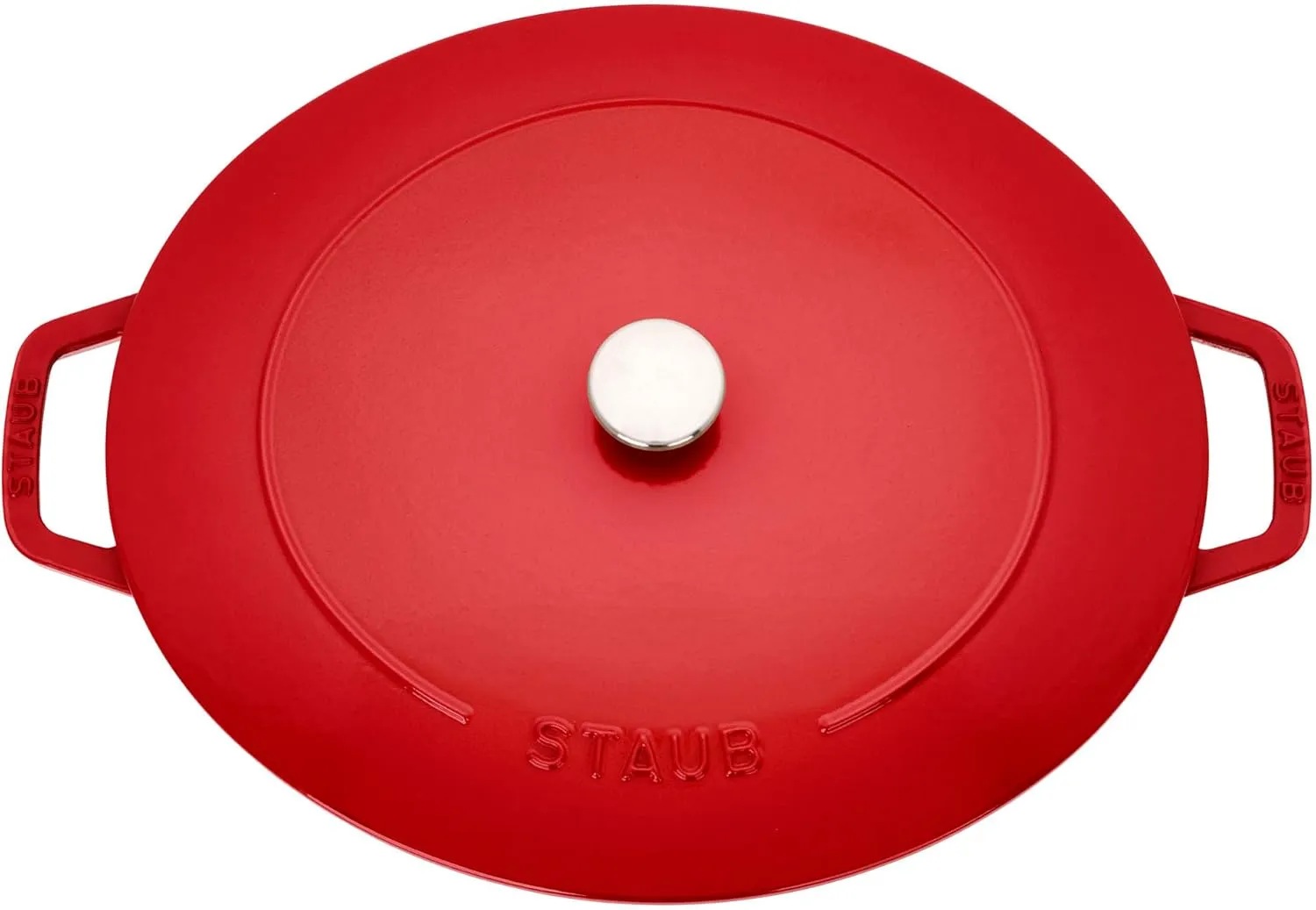 STAUB Specialty Shaped Cast Iron 6.25-qt Shallow Oval Dutch Oven-Cherry