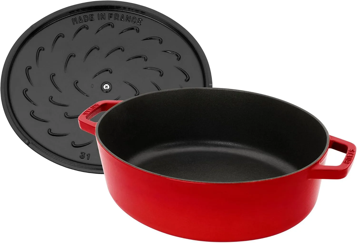 STAUB Specialty Shaped Cast Iron 6.25-qt Shallow Oval Dutch Oven-Cherry