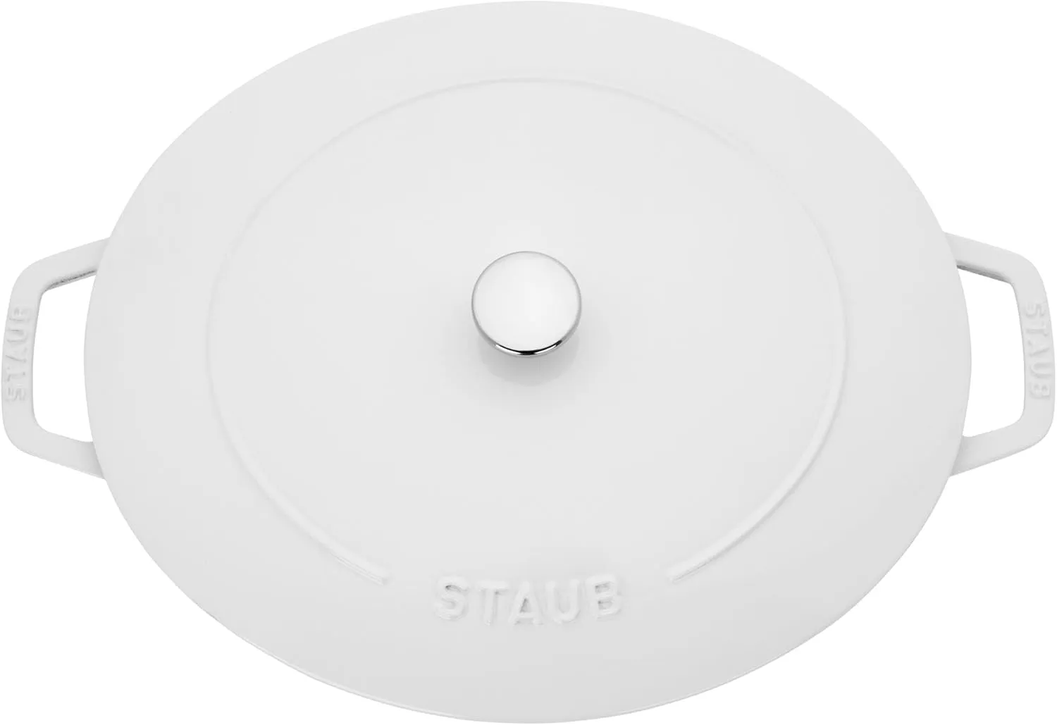 STAUB Specialty Shaped Cast Iron 6.25-qt Shallow Oval Dutch Oven-White