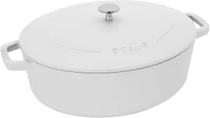 STAUB Specialty Shaped Cast Iron 6.25-qt Shallow Oval Dutch Oven-White
