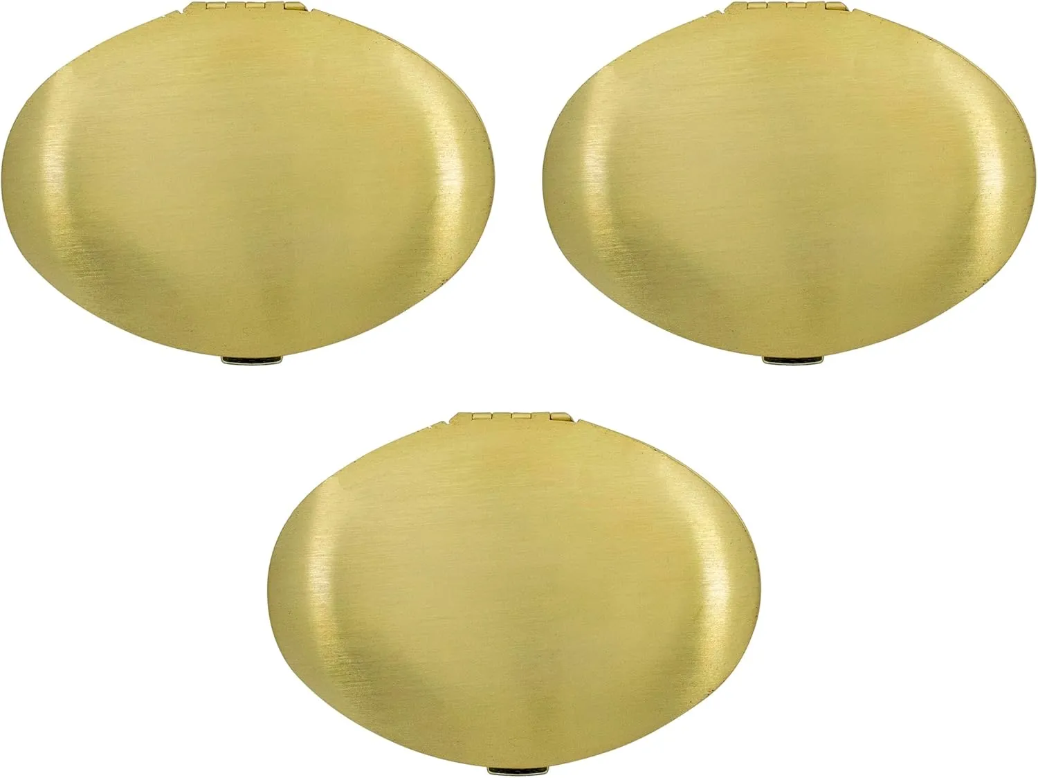 Stephanie Imports Set of 3 Double Sided Magnifying Compact Mirrors with Brushed Metal Finish (Gold, Oval)