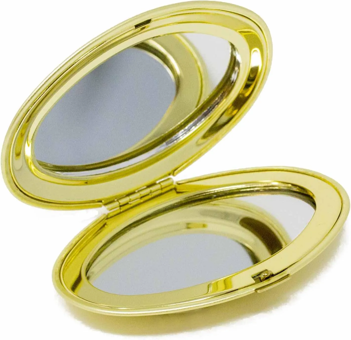 Stephanie Imports Set of 3 Double Sided Magnifying Compact Mirrors with Brushed Metal Finish (Gold, Oval)