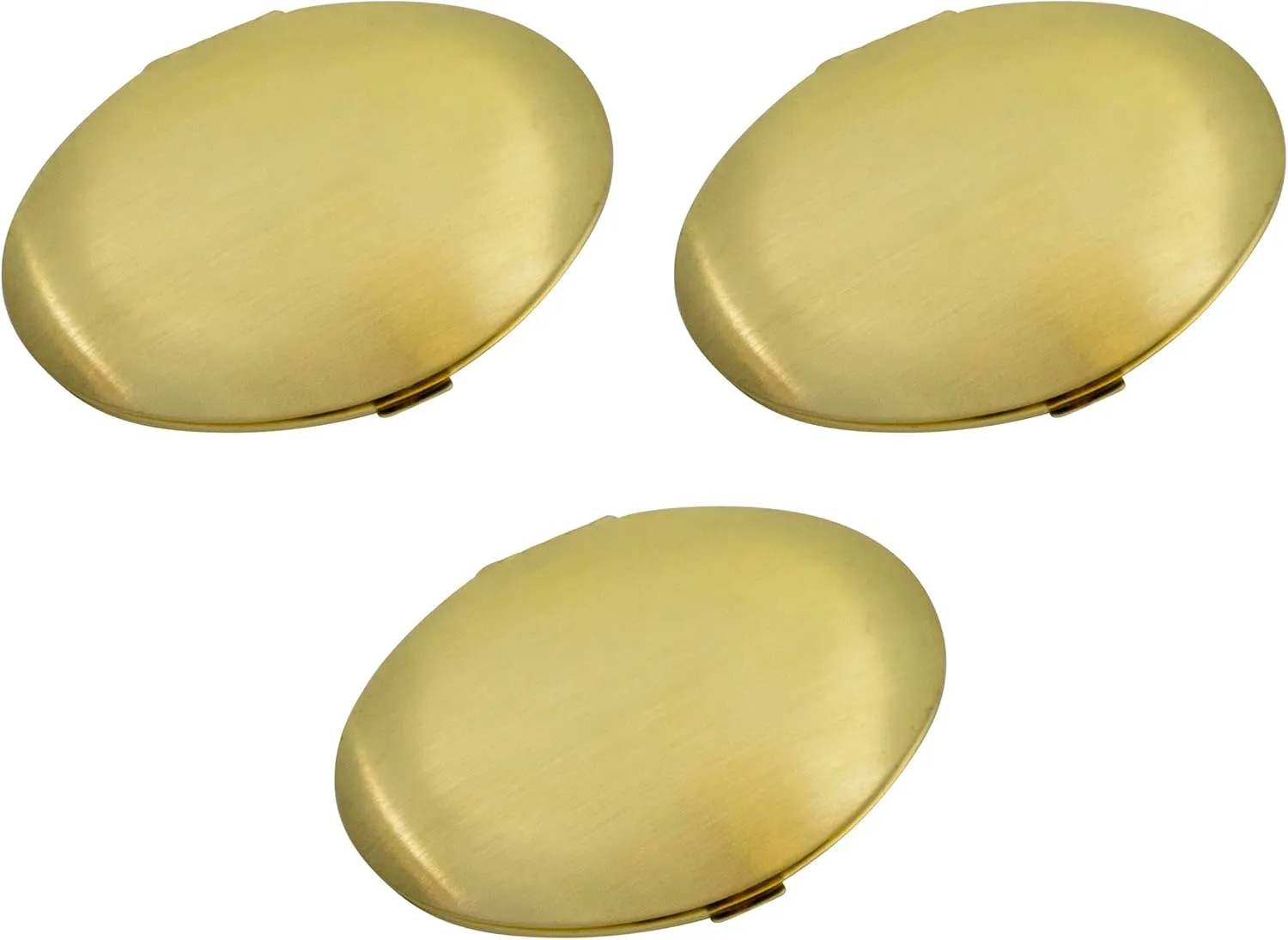 Stephanie Imports Set of 3 Double Sided Magnifying Compact Mirrors with Brushed Metal Finish (Gold, Oval)