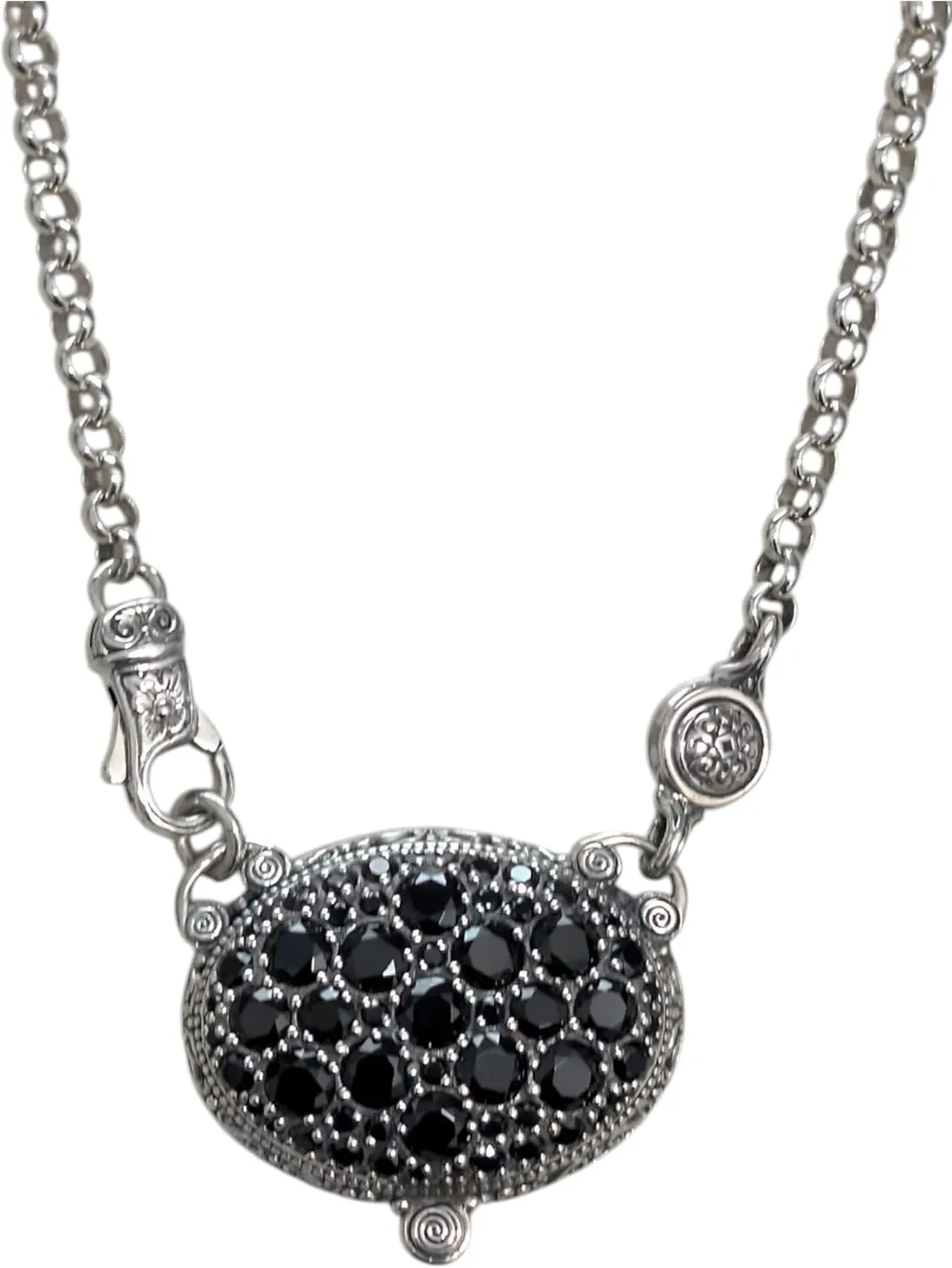 Sterling Silver and Black Spinel Necklace KOKJ468-292