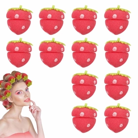 Strawberry Heatless Curlers Strawberry Foam Rollers Strawberry Curler, Strawberry foam Heatless Curlers, Strawberry Shape Magic Hair Curlers For Women for Medium Hair (24Pc)