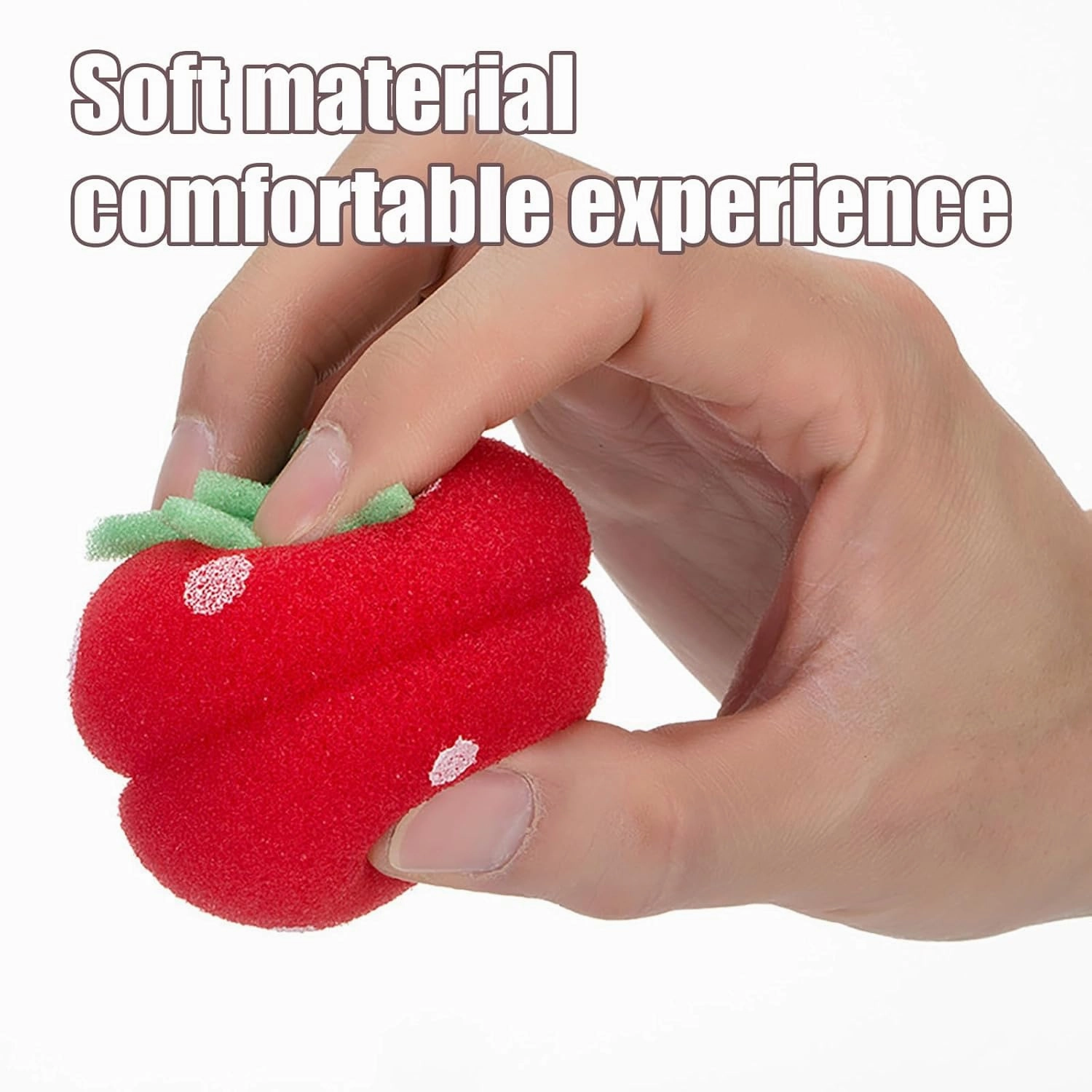 Strawberry Heatless Curlers Strawberry Foam Rollers Strawberry Hair Curlers Heatless Curls Strawberries Hair Sponge Rollers Strawberry Overnight Curls Strawberry Shape Magic Hair Curlers (24pcs, A)