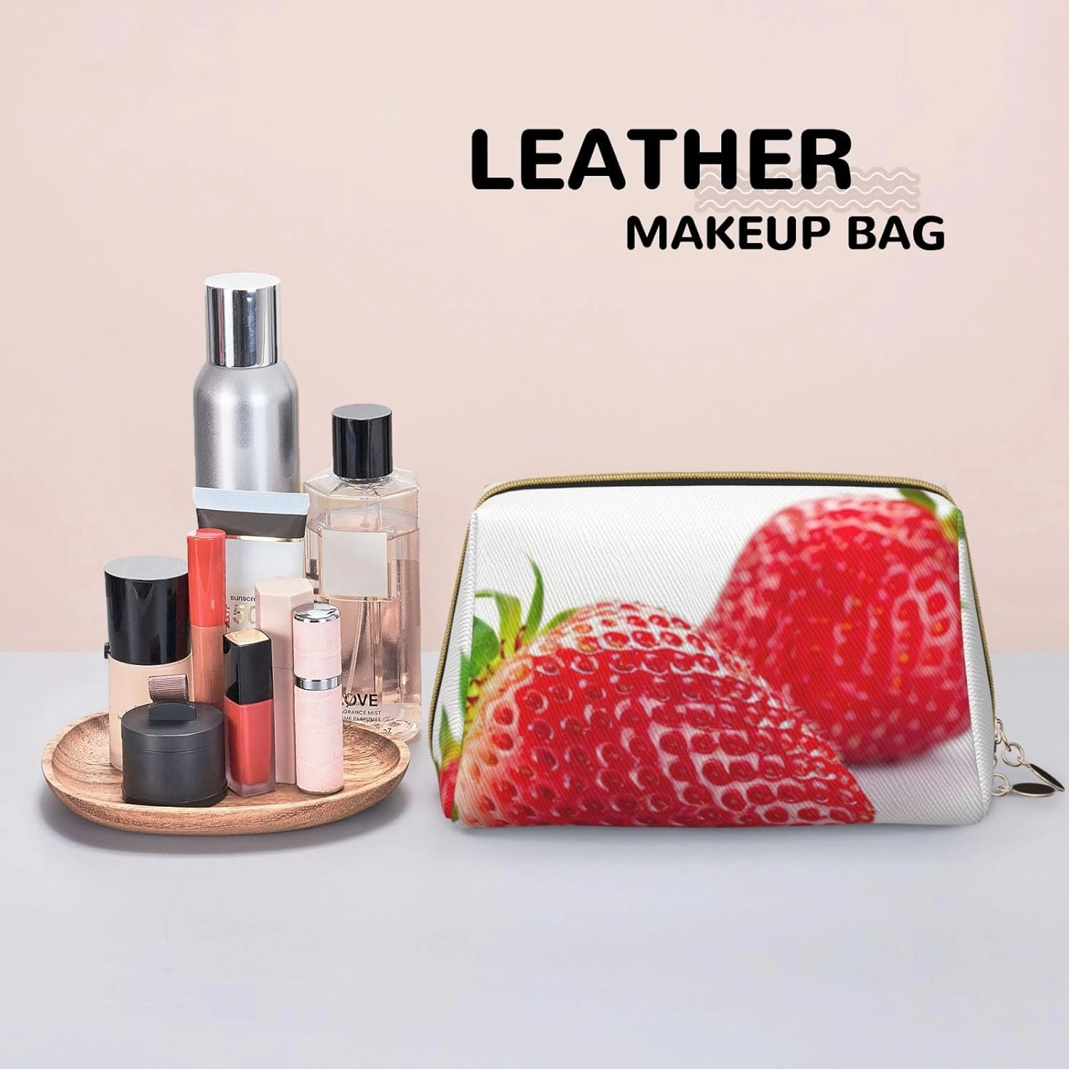 Strawberry Toiletry Pouch, Travel-Friendly Makeup Organizer For Makeup Brushes, Lipsticks