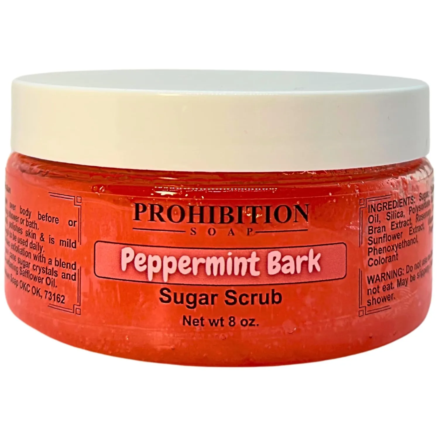Sugar Scrub - Peppermint Bark - Paraben-Free Exfoliating Body Scrub Made With Pure Cane Sugar, Safflower Oil & Vitamin E 8 Oz