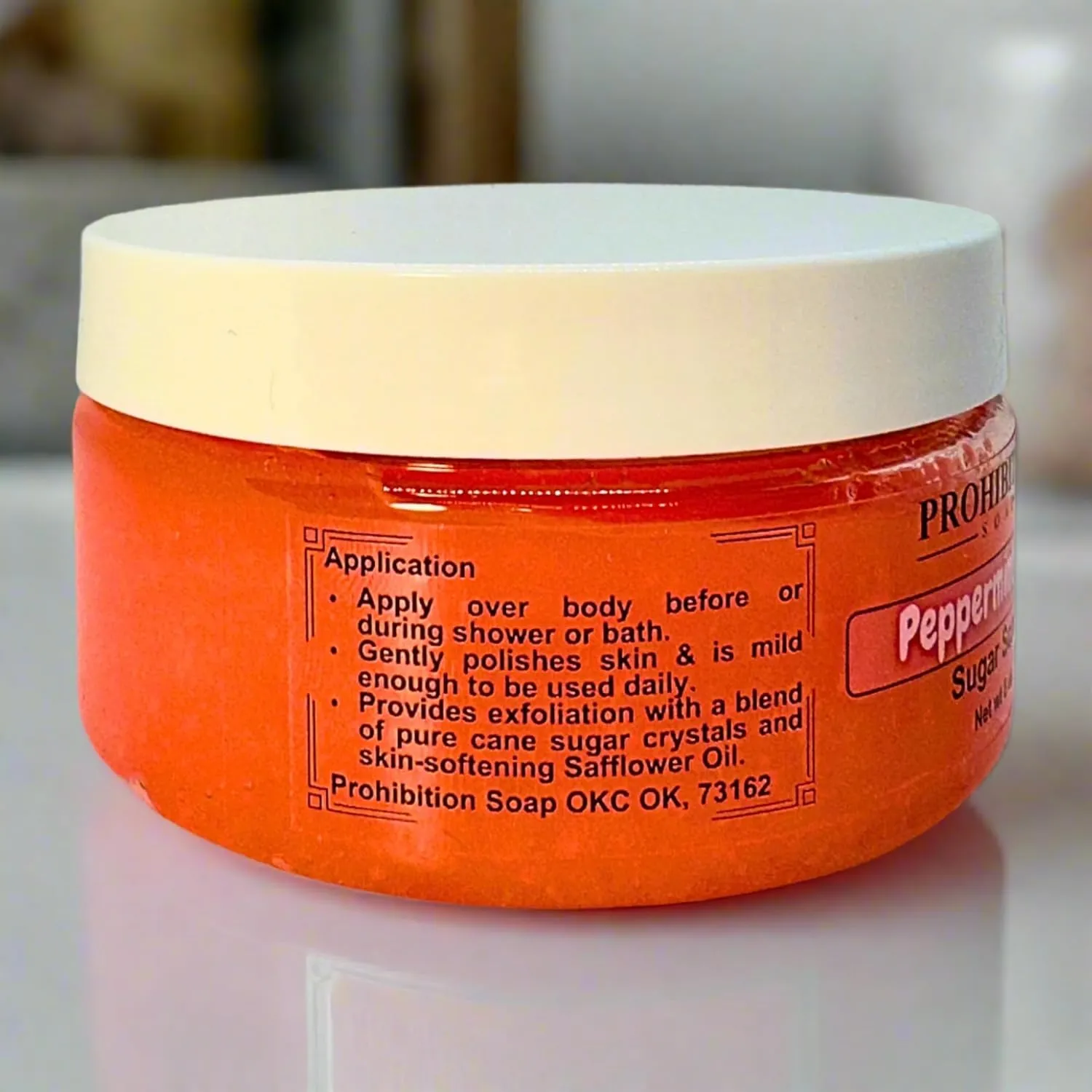 Sugar Scrub - Peppermint Bark - Paraben-Free Exfoliating Body Scrub Made With Pure Cane Sugar, Safflower Oil & Vitamin E 8 Oz