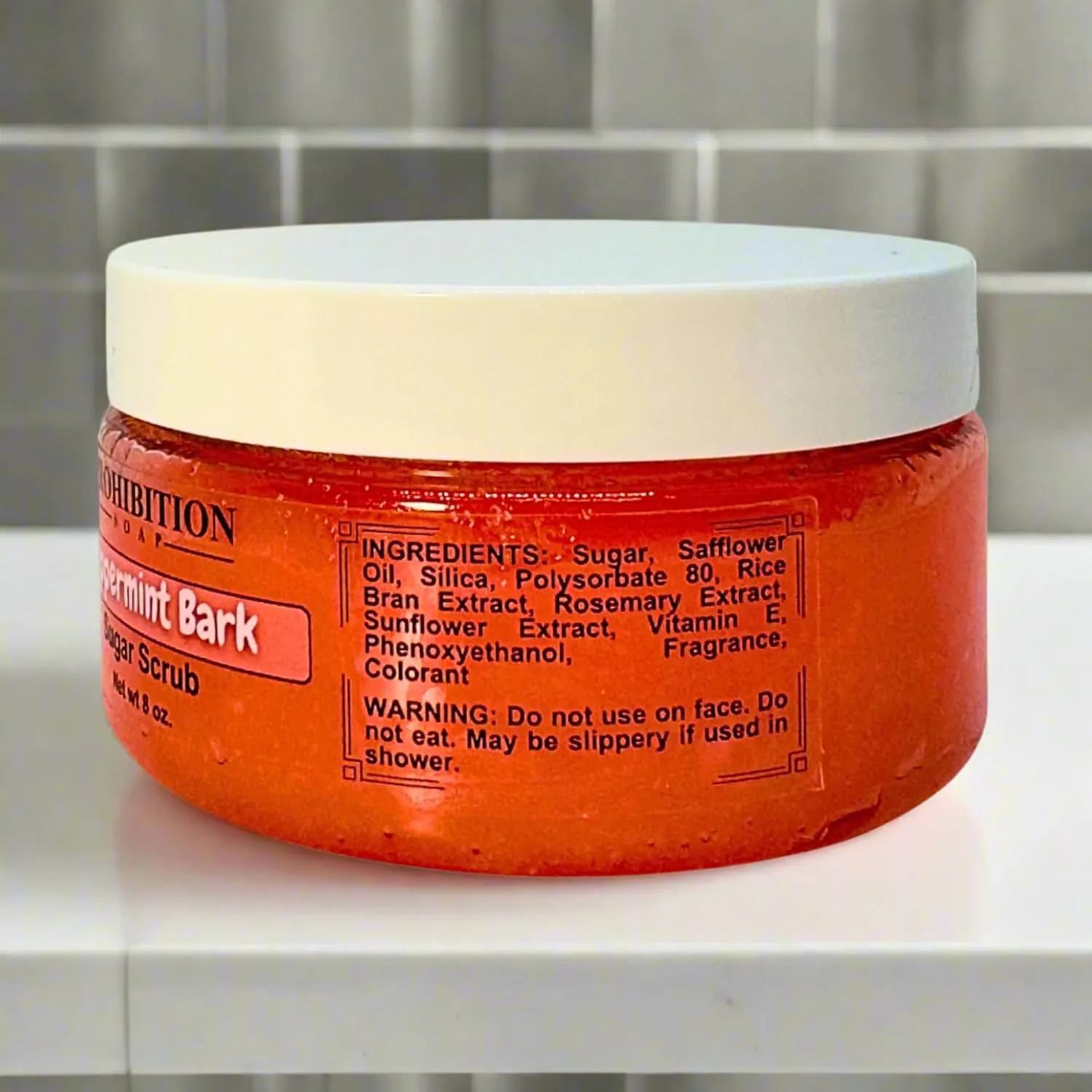 Sugar Scrub - Peppermint Bark - Paraben-Free Exfoliating Body Scrub Made With Pure Cane Sugar, Safflower Oil & Vitamin E 8 Oz