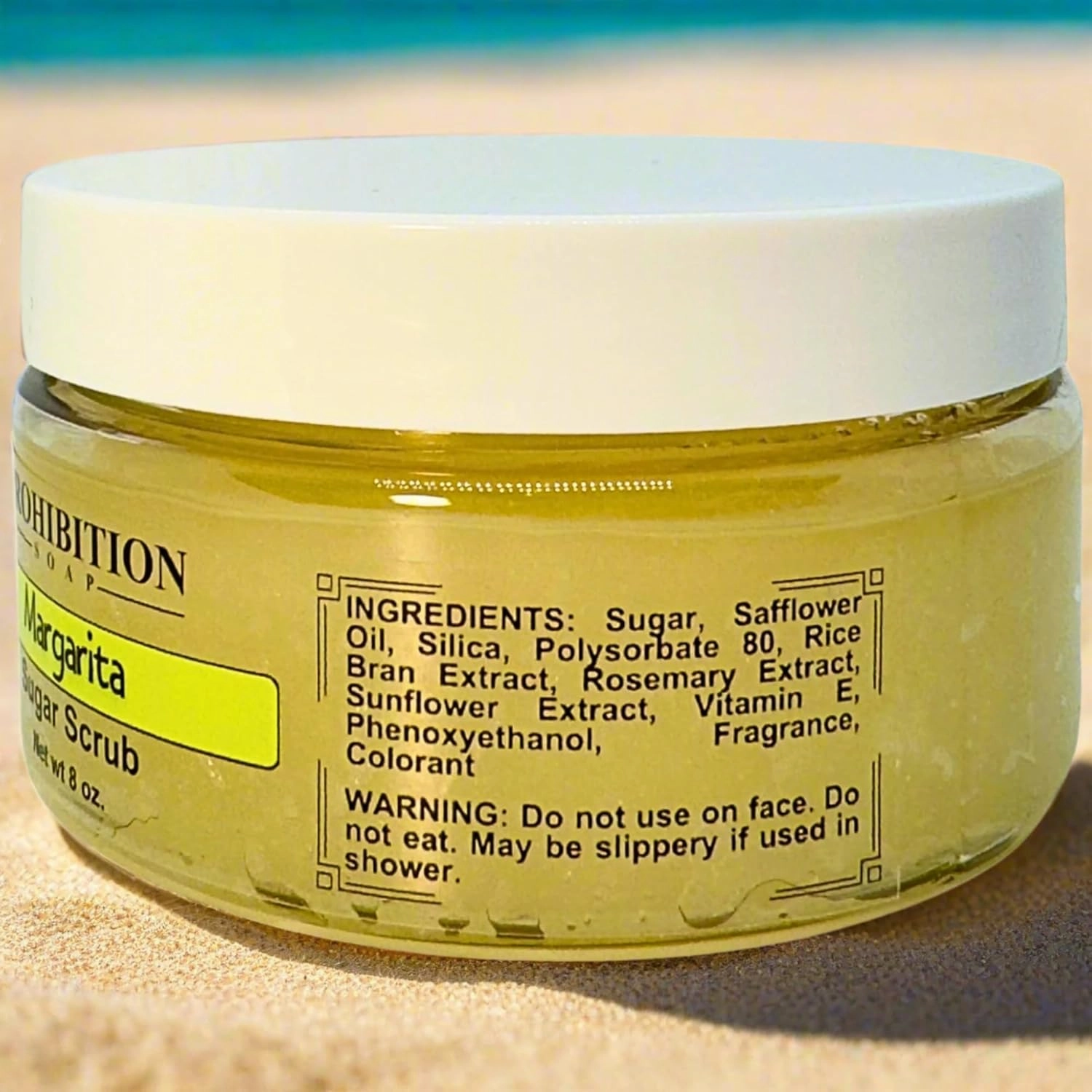 Sugar Scrub - Margarita - Paraben-Free Exfoliating Body Scrub Made With Pure Cane Sugar, Safflower Oil & Vitamin E 8 Oz