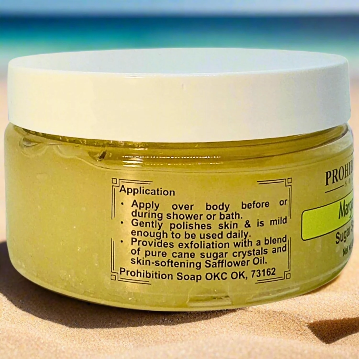 Sugar Scrub - Margarita - Paraben-Free Exfoliating Body Scrub Made With Pure Cane Sugar, Safflower Oil & Vitamin E 8 Oz