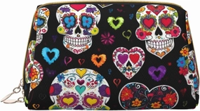Sugar Skulls Toiletry Pouch, Travel-Friendly Makeup Organizer For Makeup Brushes, Lipsticks