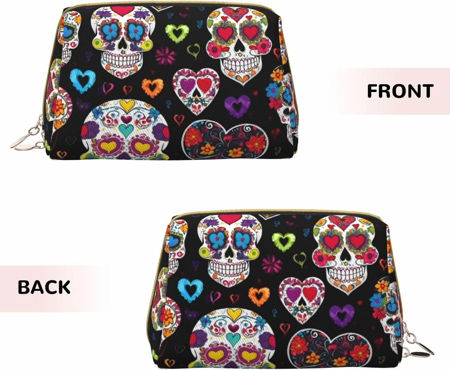 Sugar Skulls Toiletry Pouch, Travel-Friendly Makeup Organizer For Makeup Brushes, Lipsticks
