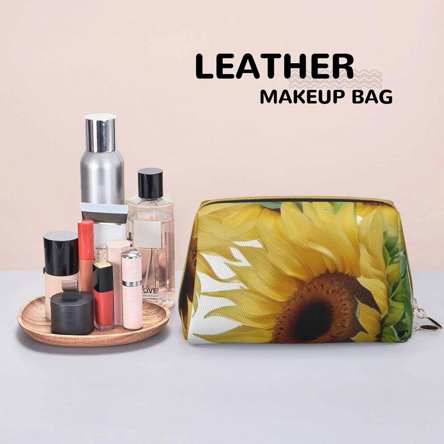 Sunflower Toiletry Pouch, Travel-Friendly Makeup Organizer For Makeup Brushes, Lipsticks