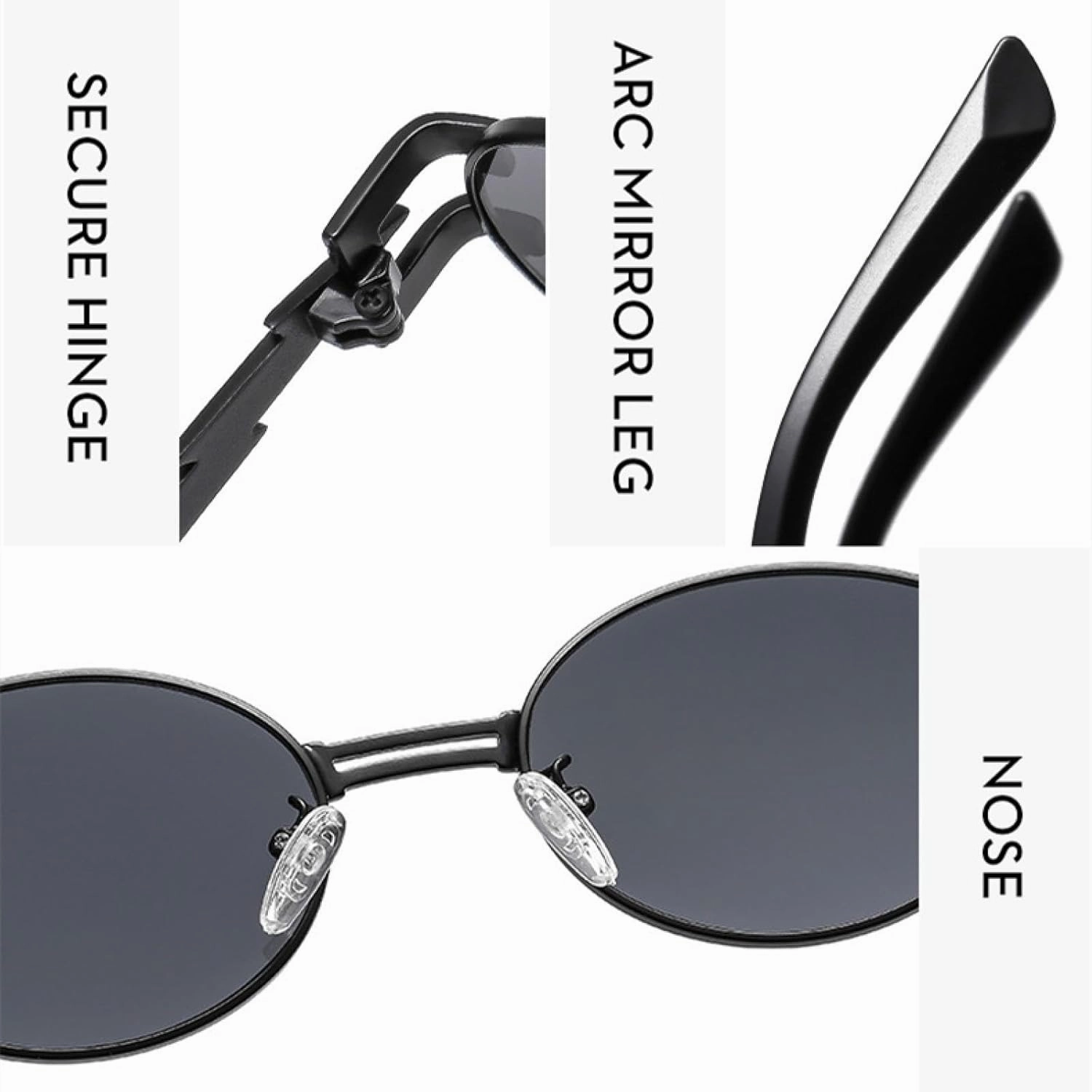 Sunglasses Women Men Hip Hop Lightning Decorative Retro Oval Trendy Outdoor Street Sun Glasses Uv400