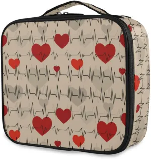 susiyo Heart Rhythms Travel Makeup Bag Professional Cosmetic Bag Zipper Pouch Purse Storage Organizer Case for Women Ladies Girls