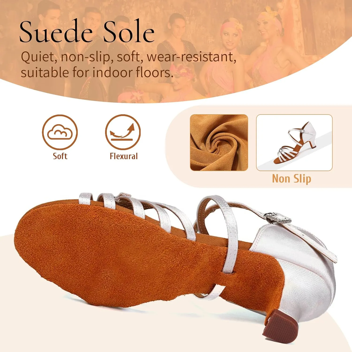 SWDZM Womens Latin Dance Shoes Satin Professional Ballroom Salsa Bachata Performance Practice Dancing Shoes