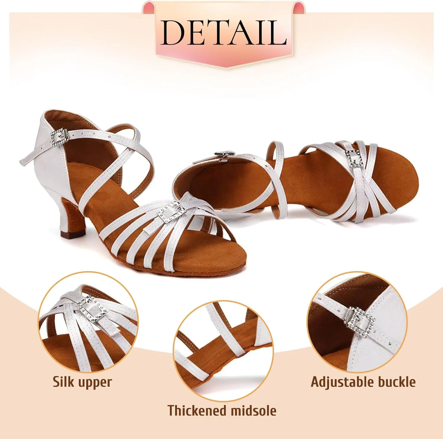 SWDZM Womens Latin Dance Shoes Satin Professional Ballroom Salsa Bachata Performance Practice Dancing Shoes
