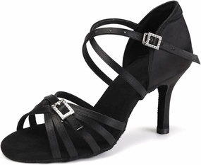 SWDZM Womens Latin Dance Shoes Satin Professional Ballroom Salsa Bachata Performance Practice Dancing Shoes