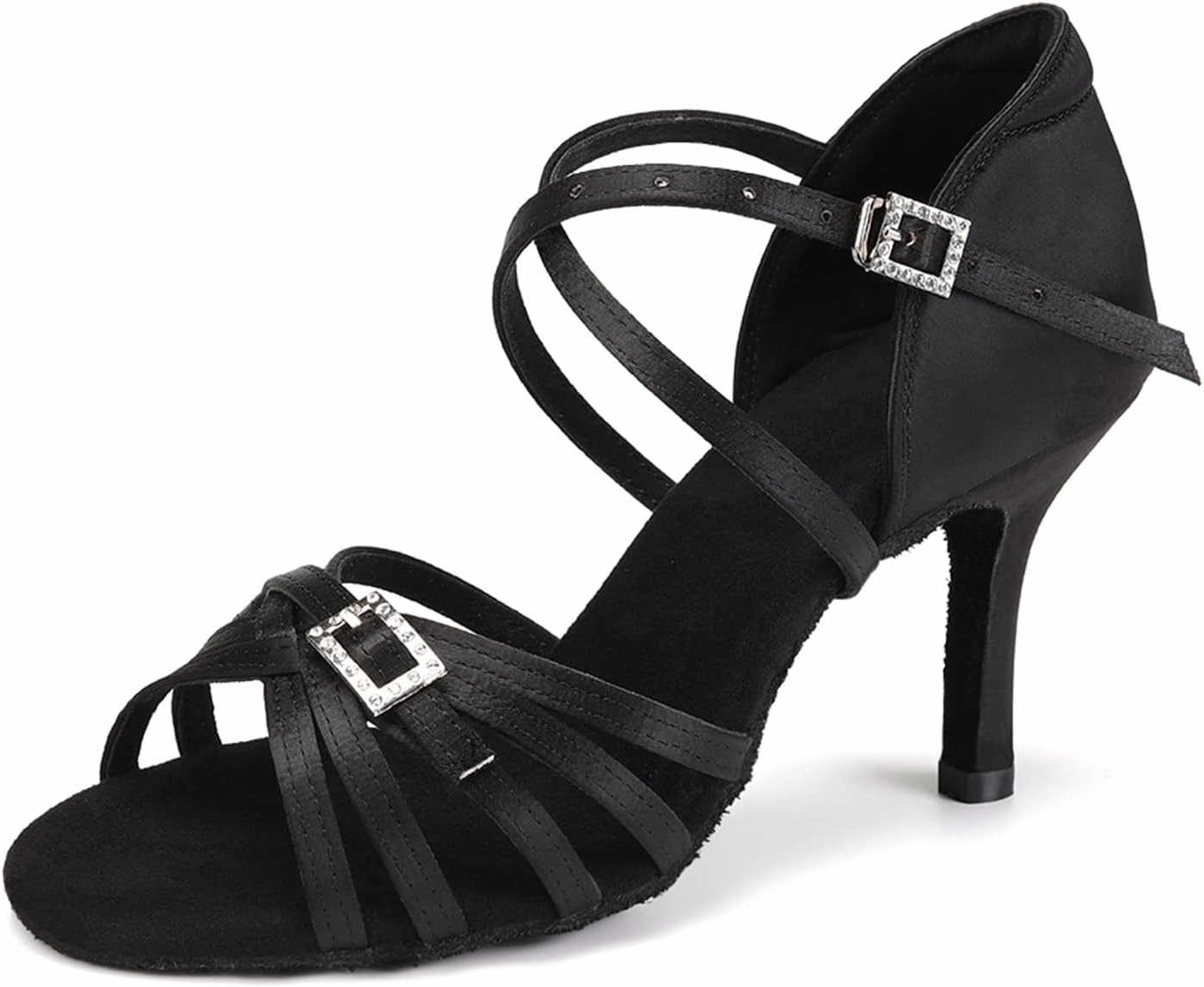 SWDZM Womens Latin Dance Shoes Satin Professional Ballroom Salsa Bachata Performance Practice Dancing Shoes