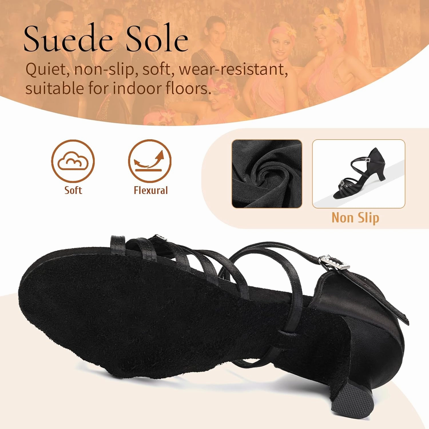 SWDZM Womens Latin Dance Shoes Satin Professional Ballroom Salsa Bachata Performance Practice Dancing Shoes