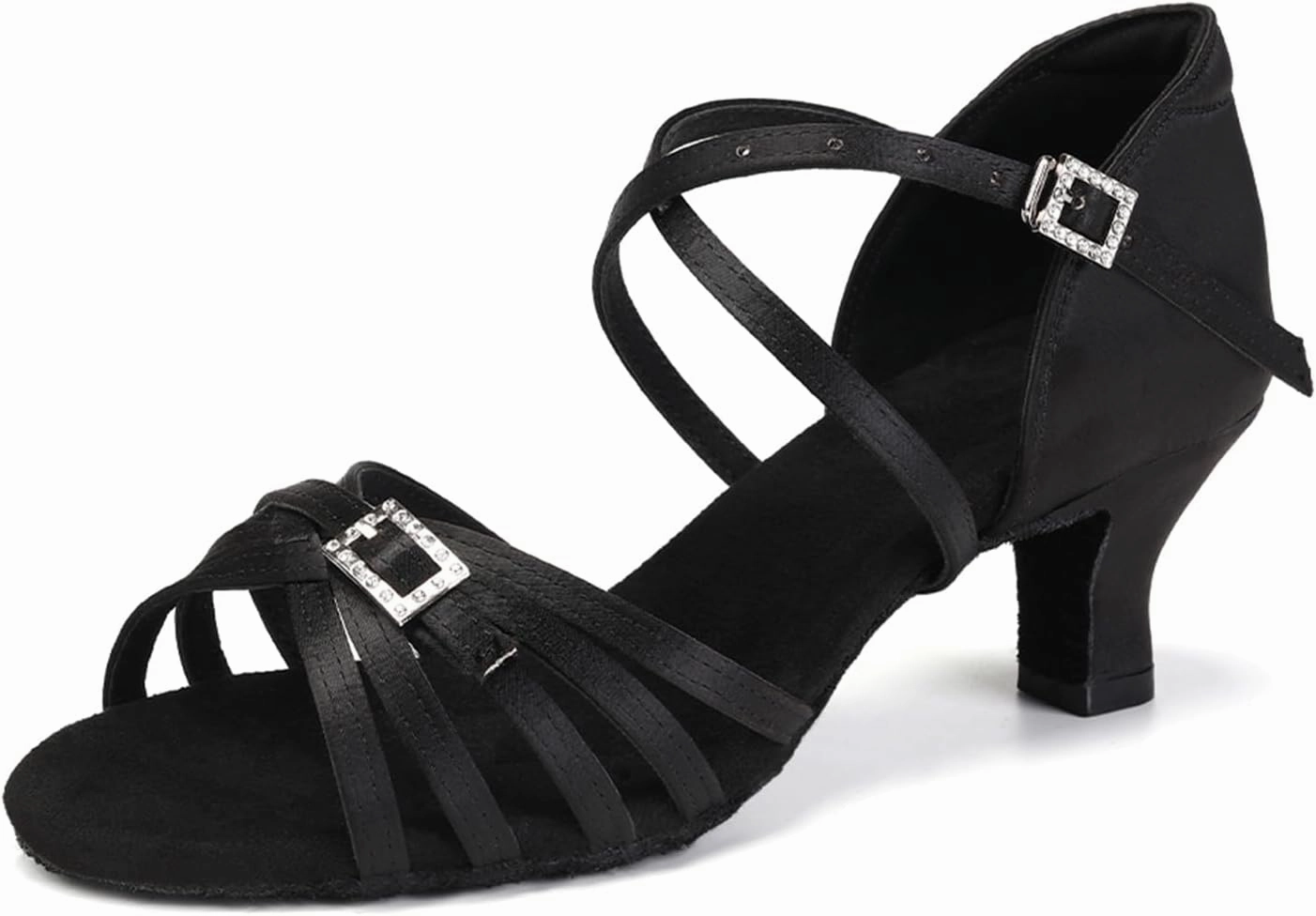 SWDZM Womens Latin Dance Shoes Satin Professional Ballroom Salsa Bachata Performance Practice Dancing Shoes