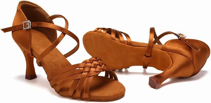 SWDZM Womens Latin Dance Shoes Suede Sole Ballroom Salsa Practice Dancing Shoes