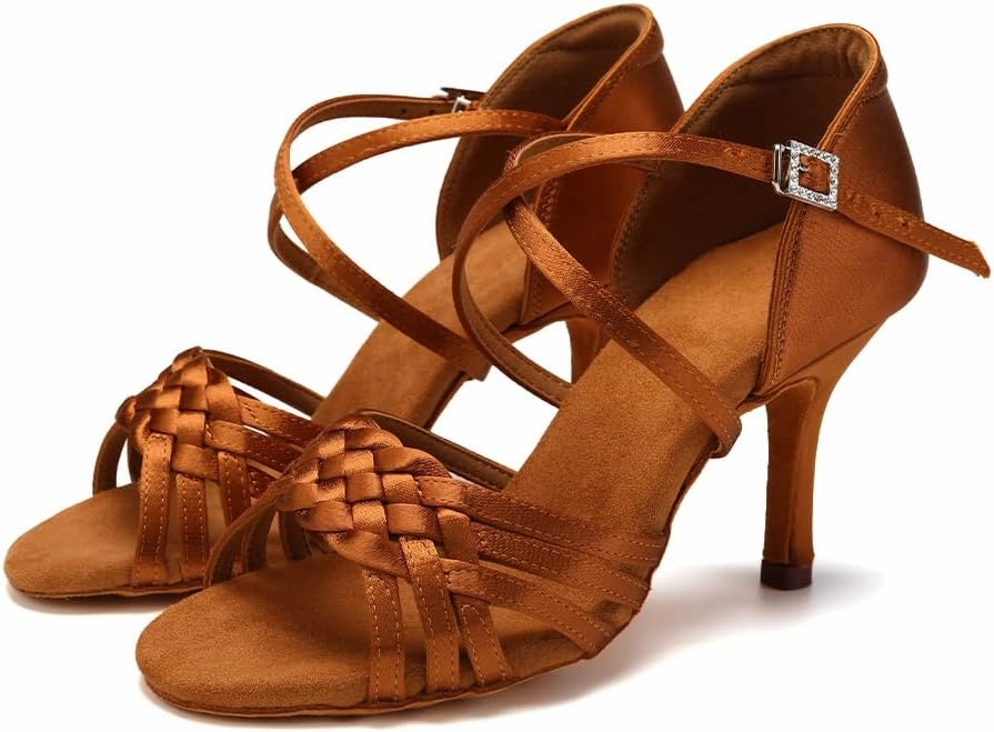 SWDZM Womens Latin Dance Shoes Suede Sole Ballroom Salsa Practice Dancing Shoes