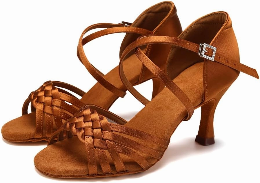 SWDZM Womens Latin Dance Shoes Suede Sole Ballroom Salsa Practice Dancing Shoes