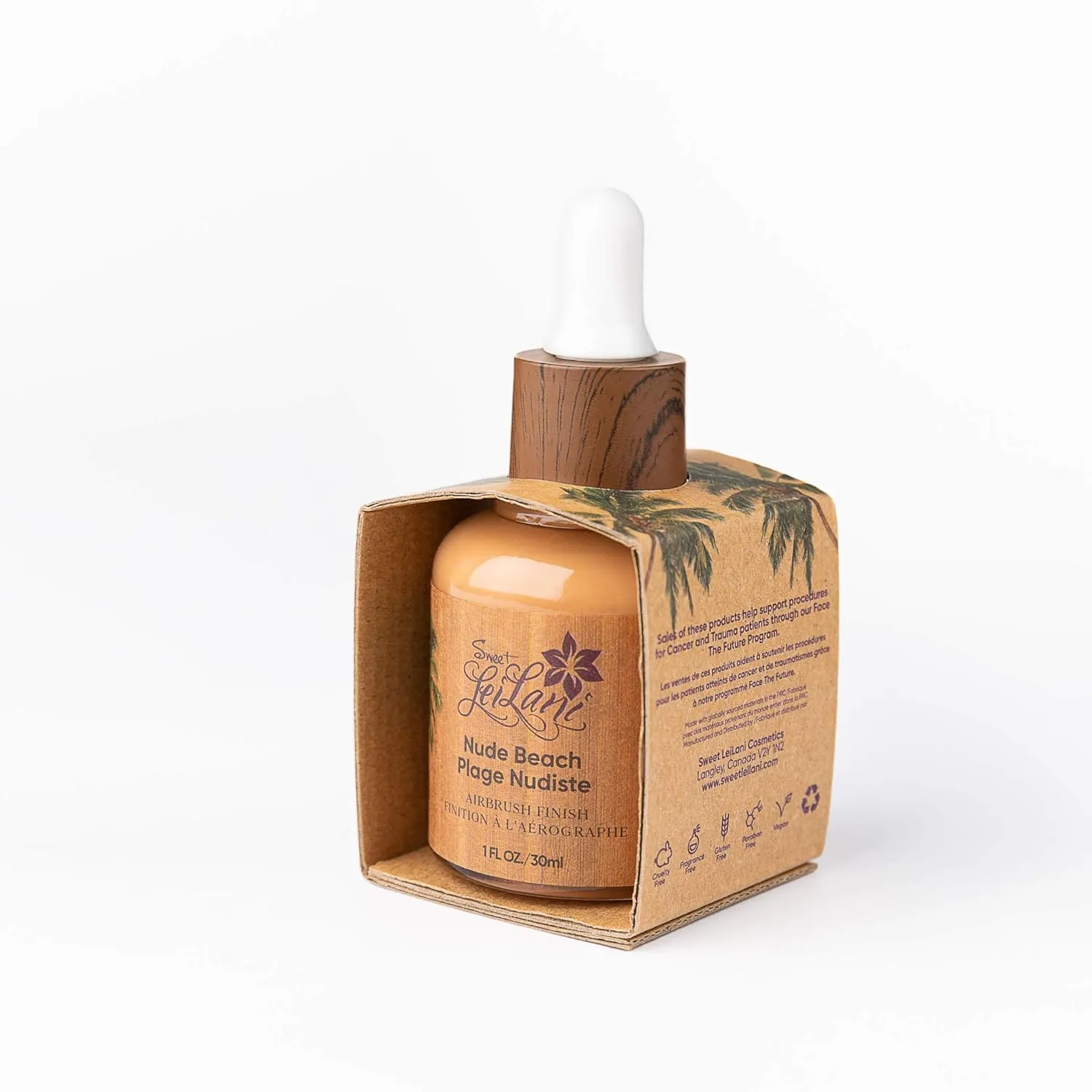 Sweet LeiLani Liquid Foundation, Waterproof Full Coverage Foundation Vegan, Cruelty-Free, 3 in 1 Makeup Foundation Liquid. No Parabens, Gluten, Fragrance (Nude Beach)- 1 oz