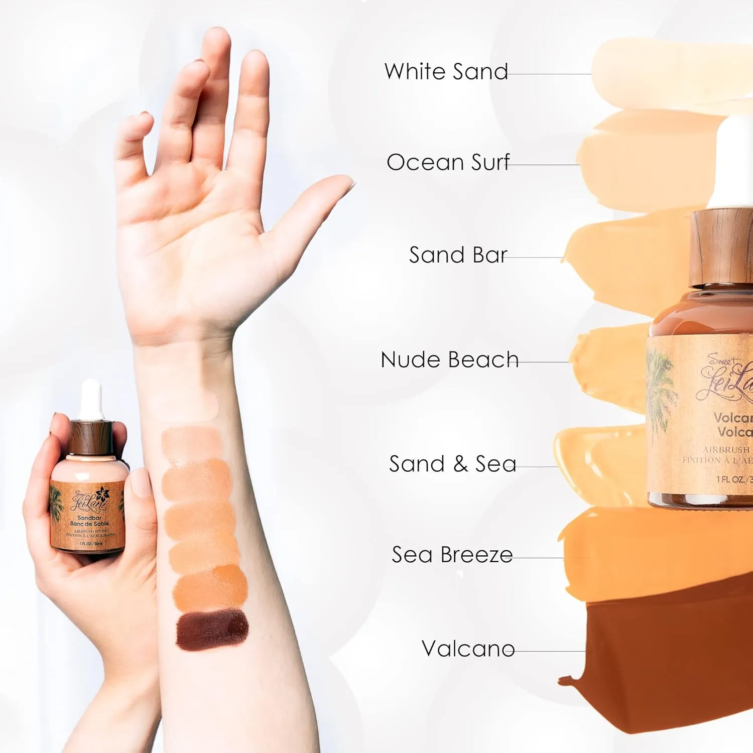 Sweet LeiLani Liquid Foundation, Waterproof Full Coverage Foundation Vegan, Cruelty-Free, 3 in 1 Makeup Foundation Liquid. No Parabens, Gluten, Fragrance (Nude Beach)- 1 oz