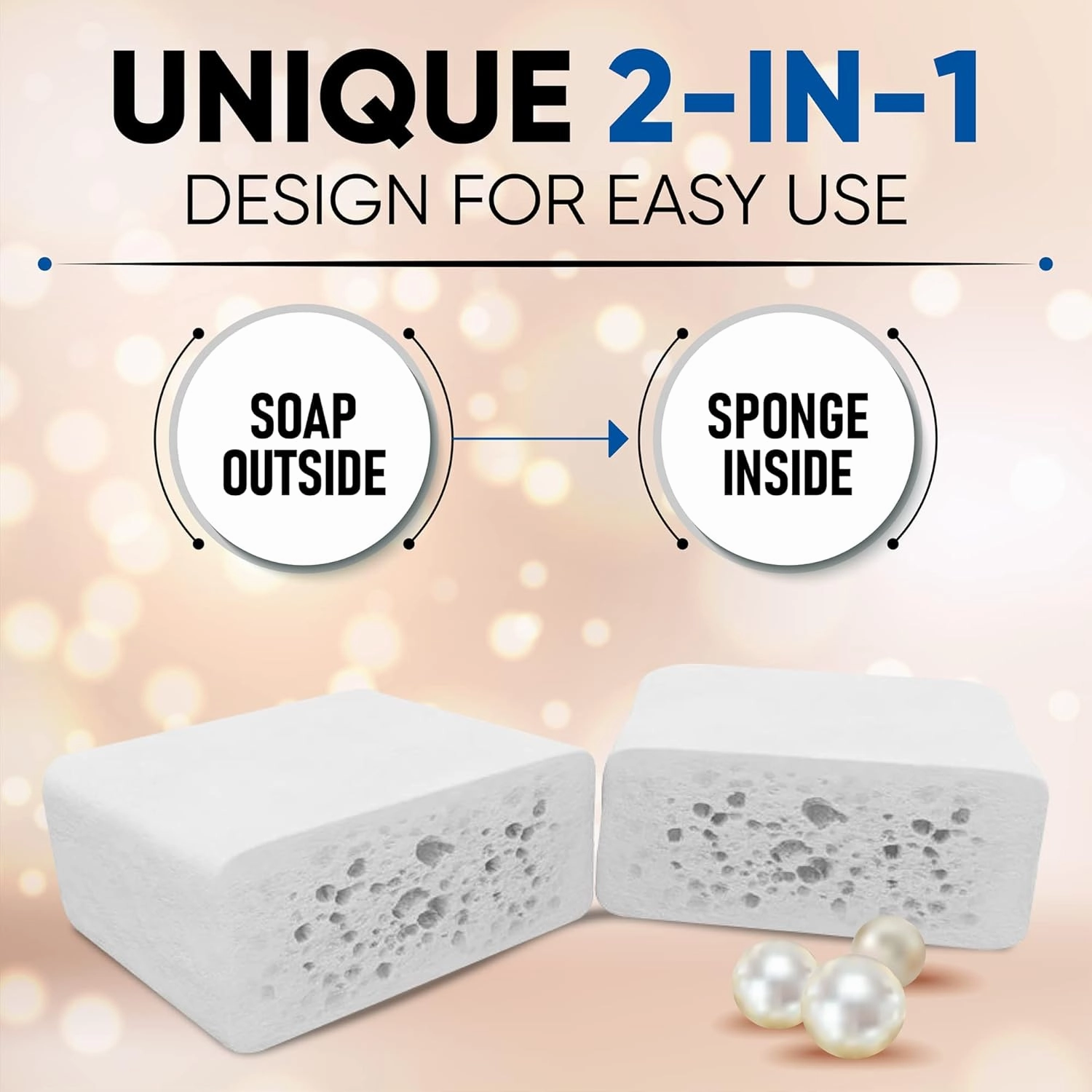 T.Taio Esponjabon Mother of Pearl Soap Sponge - Cleansing Shower Scrubber - Cleaning Bath Wash Scrub - Oil Removal - Massage & Lather Foot, Elbow, & Face - Bathroom Accessories - Fresh Scent (5-Pack)