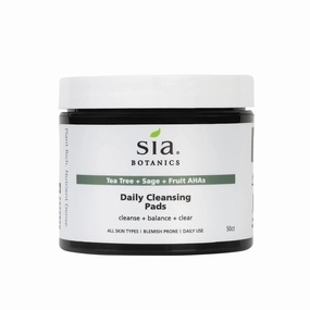 Tea Tree Daily Cleansing Pads for Face (50ct Tub) | Facial Applicator w/Tea Tree, Sage, Fruit AHAs | Natural, Clean, Botanical Skincare for Women