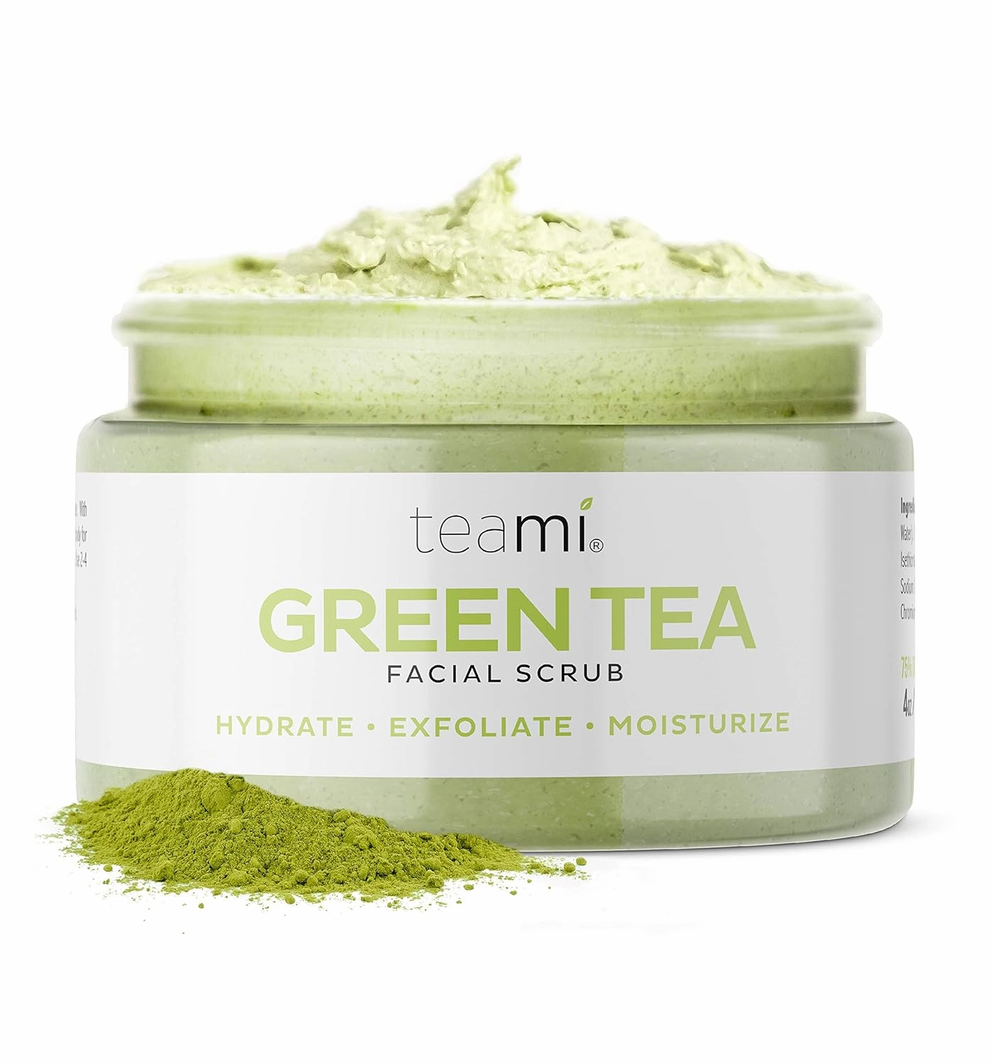 Teami Matcha Green Tea Facial Scrub For Hydrating, Moisturizing, and Exfoliating, Natural Exfoliating Body & Organic Face Exfoliator Sugar Scrub with Lemongrass, Non-Greasy Face Exfoliant