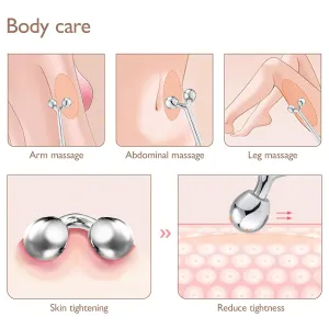 Tekson Facial Roller Massager, 3D Metal face Massage GuaSha Tool for Eye Reduce Puffiness, Face Lift, Anti-Aging, Skin Tightening
