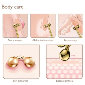 Tekson Facial Roller Massager, 3D Metal face Massage Tool for Eye Reduce Puffiness, Face Lift, Anti-Aging, Skin Tightening (Gold）