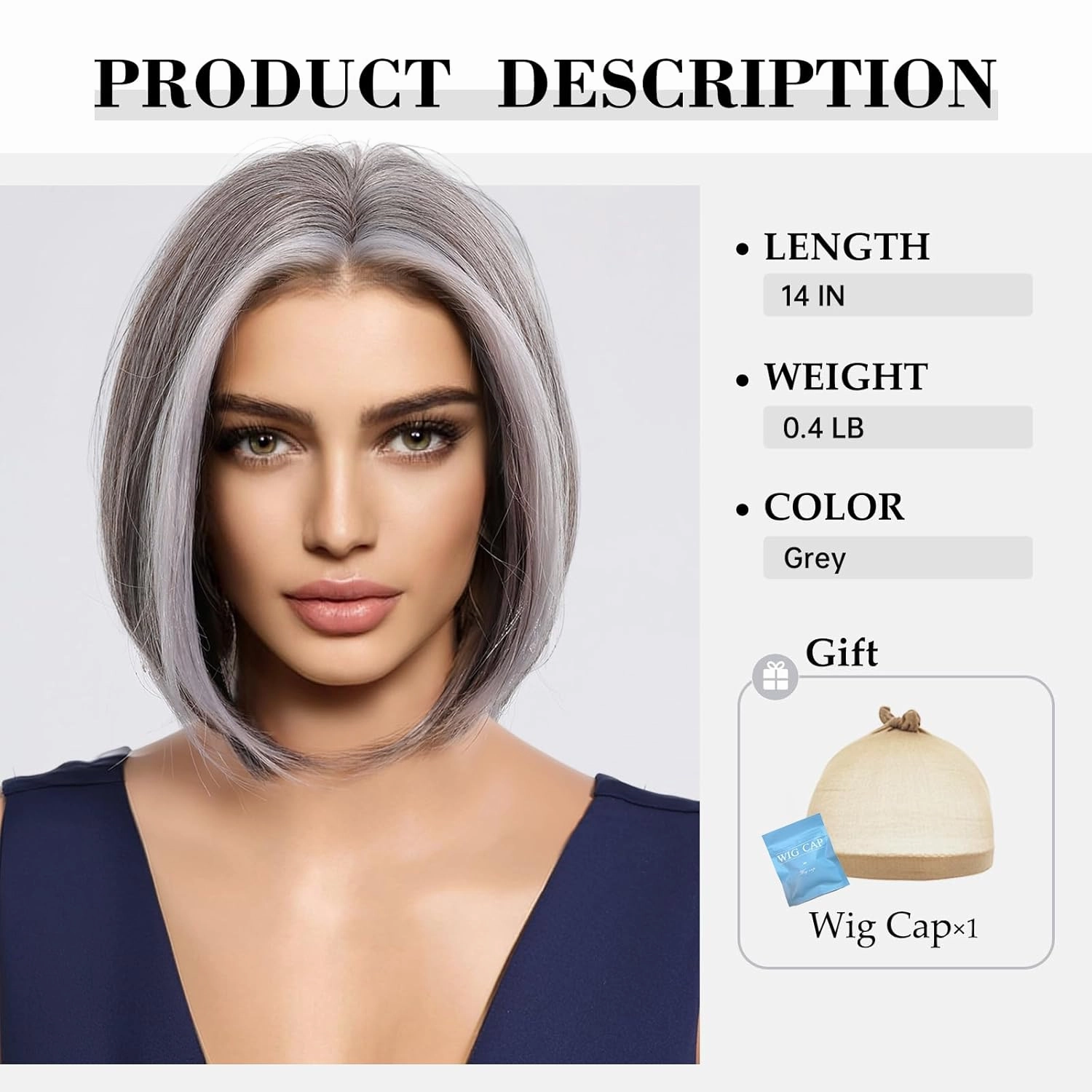 testar Grey Wig for Women Short Salt and Pepper Wigs Straight Grey Mixed White Wigs12 Inch Natural Lace Hairline Wigs Synthetic Wig for Older Women (Gray White Highlights)