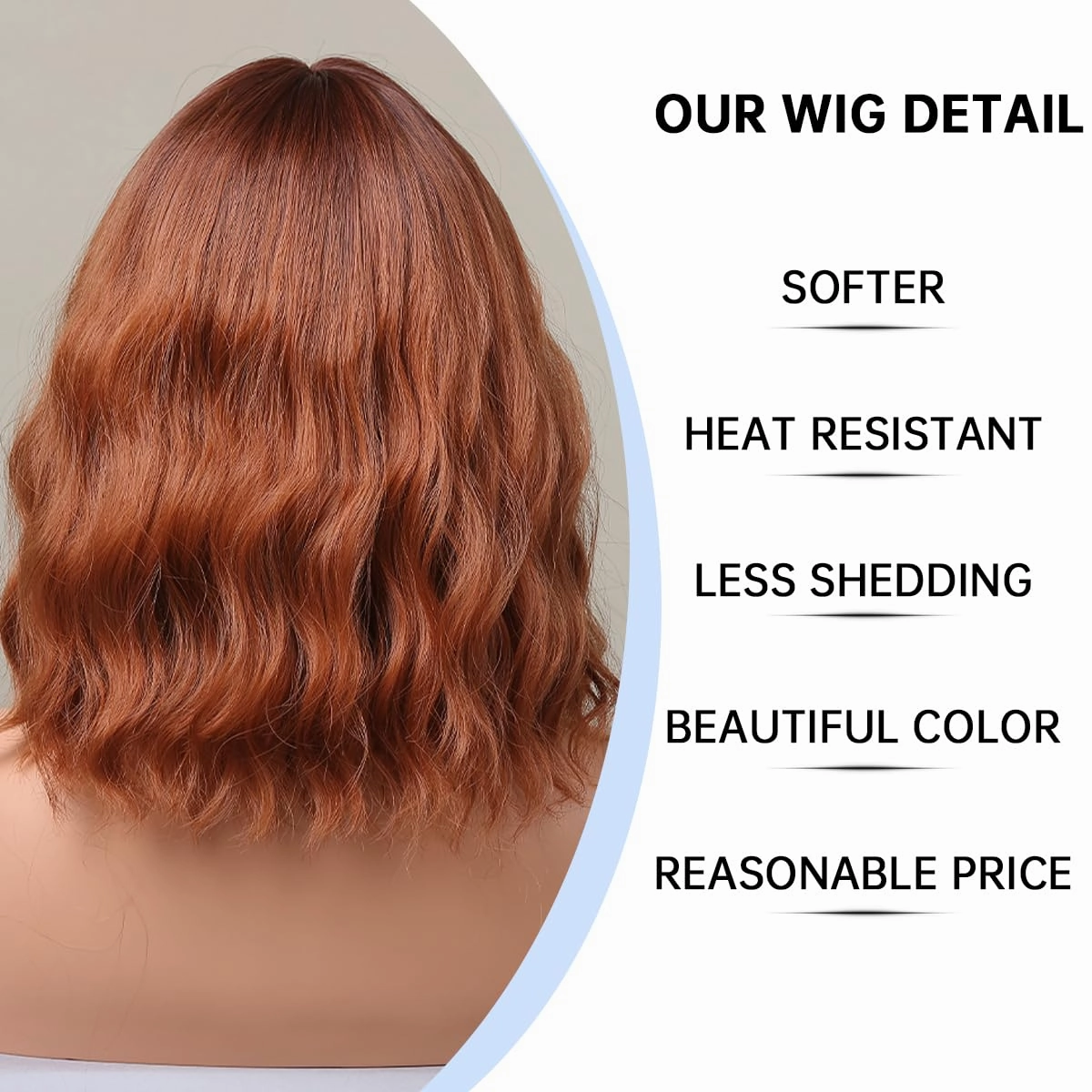 testar Short Orange Wavy Bob Wigs for White Women Auburn Copper Bob Wigs With Bangs Wave Bob Curly Wigs Synthetic Daily Use Colorful Cosplay Wig 14IN