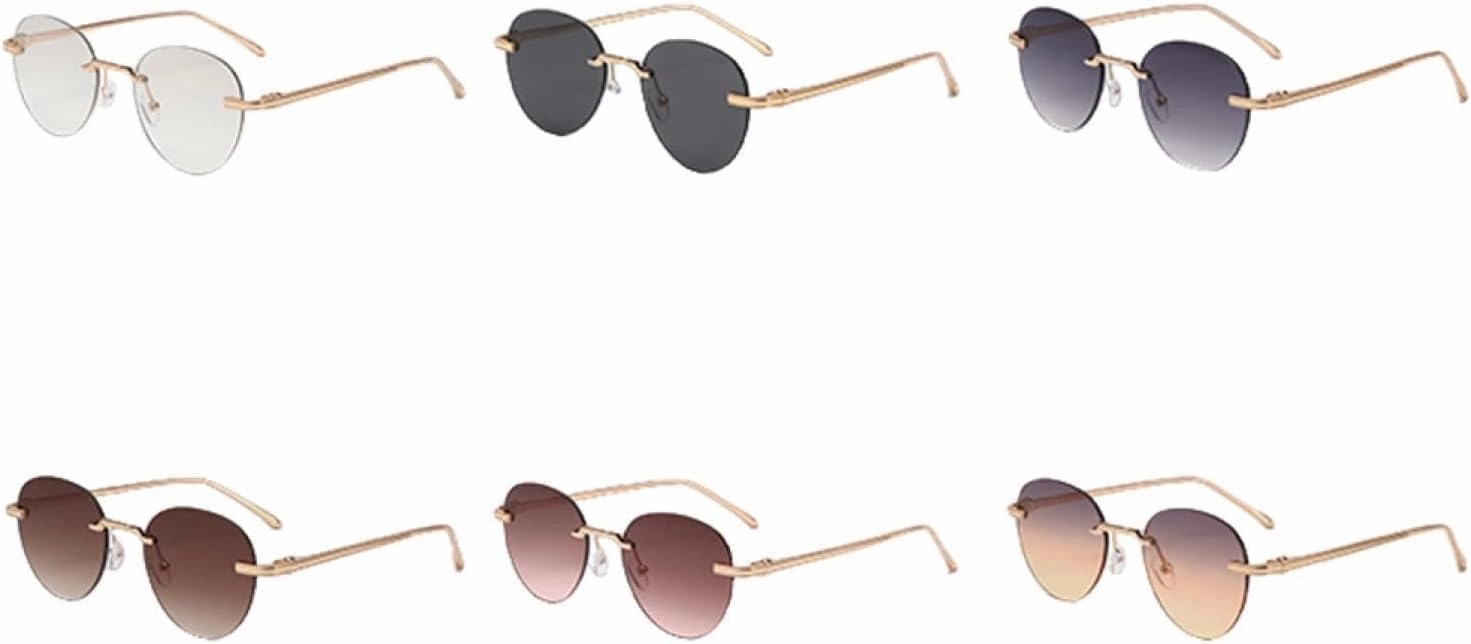the Frameless and Stylishly Minimalist Sunglasses Are Versatile with a Golden Metal Frame.